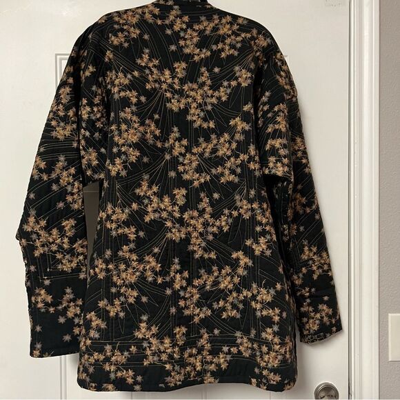 Tapestry Quilted Patchwork Embroidered Floral Jacket Black Brown Gold Coat XL - Picture 8 of 16